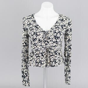 Hollister Long Sleeve Daisy Print Coquette Blouse XS